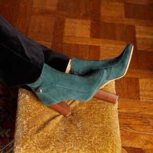 Sezane Green Suede Julieta Boots, size 40